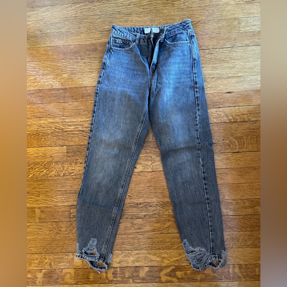 Topshop Grey Distressed Boyfriend Jeans